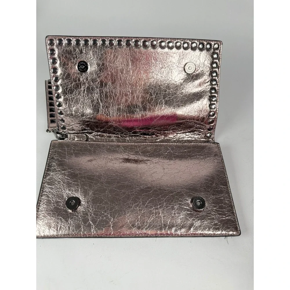 INZI Metallic Bronze Rockstud Wristlet Clutch‎ Bag with Black Pyramid Studs
